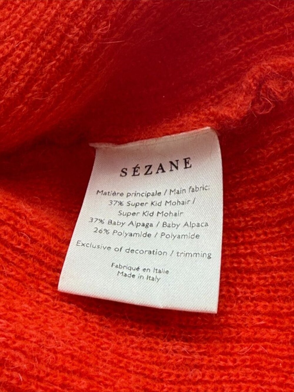 Sezane Barry Cardigan Sweater Jumper Red Reversible Mohair Alpaca FLAW Size M - Picture 10 of 14